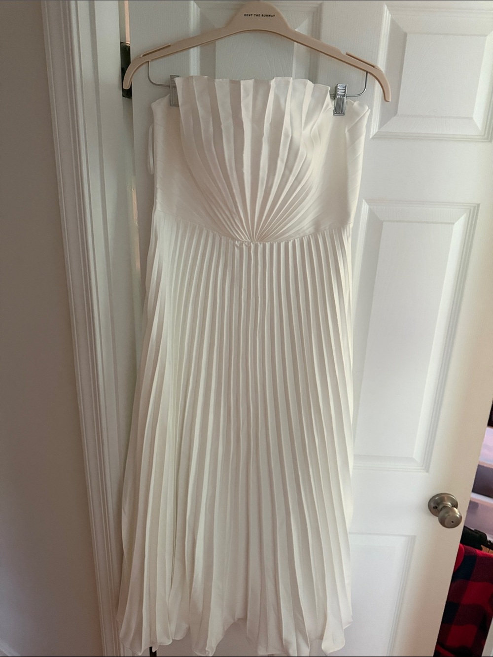 Strapless Pleated Midi Dress